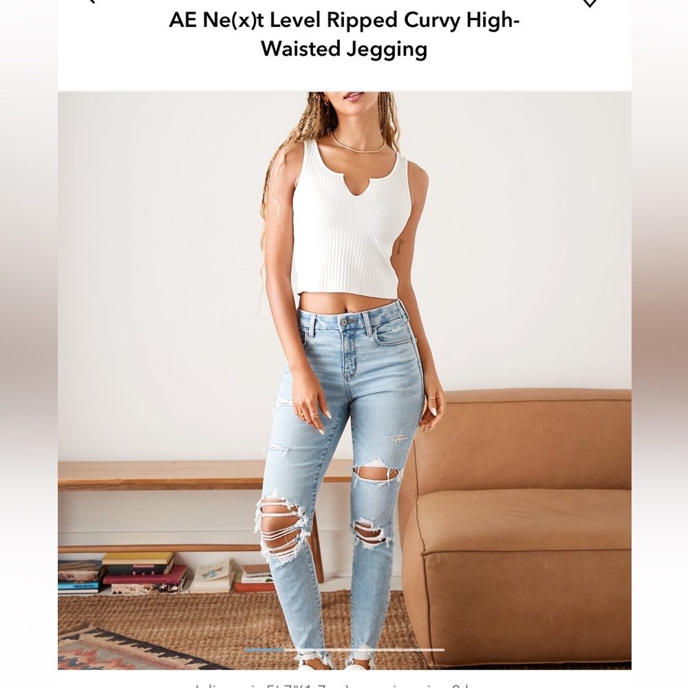 American Eagle Next level Ripped Curvy Stretch Jeggings